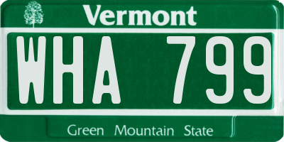 VT license plate WHA799