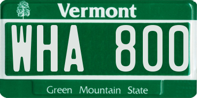 VT license plate WHA800