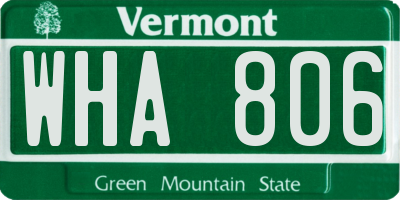 VT license plate WHA806