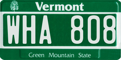 VT license plate WHA808