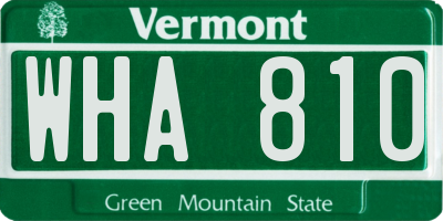 VT license plate WHA810