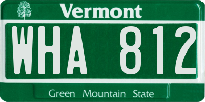 VT license plate WHA812