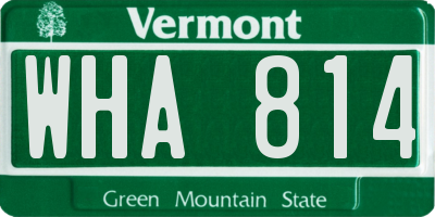 VT license plate WHA814