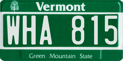 VT license plate WHA815