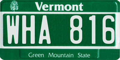 VT license plate WHA816