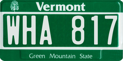 VT license plate WHA817