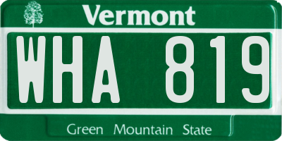 VT license plate WHA819