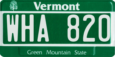 VT license plate WHA820