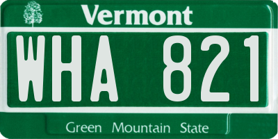 VT license plate WHA821