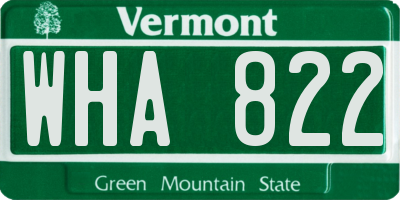 VT license plate WHA822