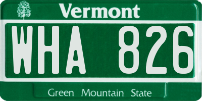 VT license plate WHA826