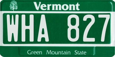 VT license plate WHA827