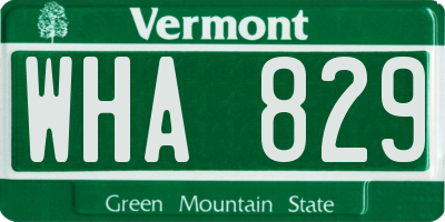 VT license plate WHA829