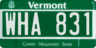 VT license plate WHA831
