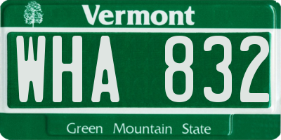VT license plate WHA832