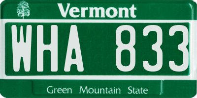 VT license plate WHA833