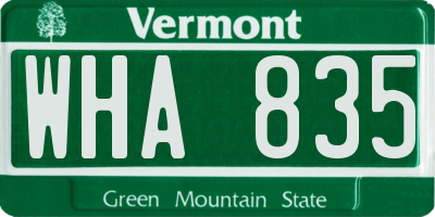 VT license plate WHA835