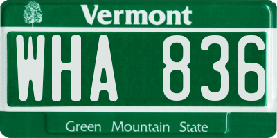 VT license plate WHA836