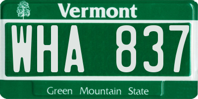 VT license plate WHA837