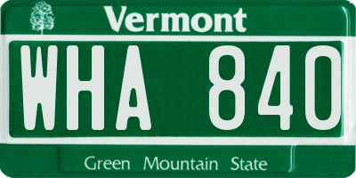 VT license plate WHA840