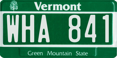 VT license plate WHA841