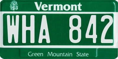 VT license plate WHA842