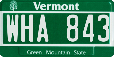 VT license plate WHA843