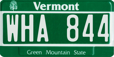 VT license plate WHA844