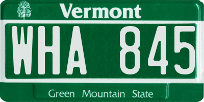 VT license plate WHA845