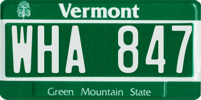 VT license plate WHA847