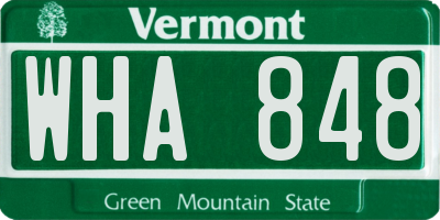 VT license plate WHA848