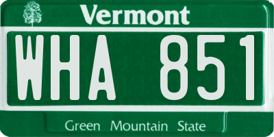 VT license plate WHA851
