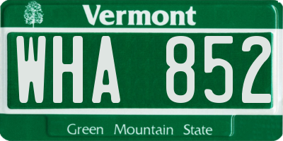 VT license plate WHA852