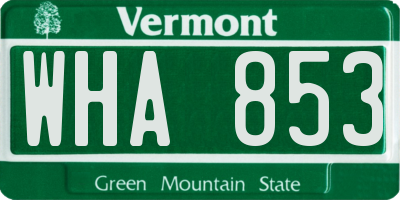 VT license plate WHA853