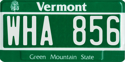 VT license plate WHA856