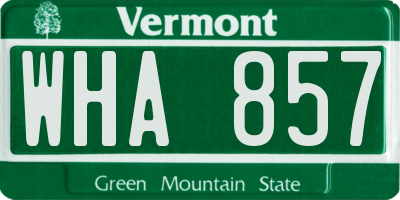VT license plate WHA857