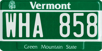 VT license plate WHA858