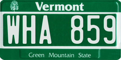VT license plate WHA859