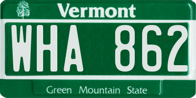 VT license plate WHA862