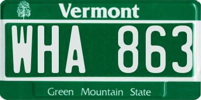 VT license plate WHA863
