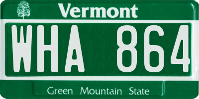 VT license plate WHA864