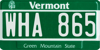 VT license plate WHA865