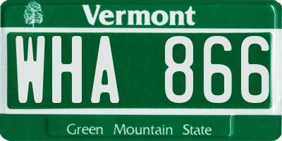 VT license plate WHA866