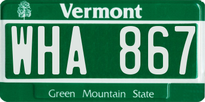 VT license plate WHA867