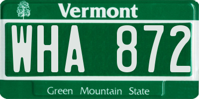 VT license plate WHA872
