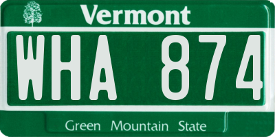 VT license plate WHA874