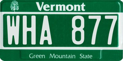VT license plate WHA877