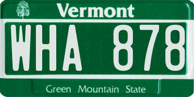 VT license plate WHA878