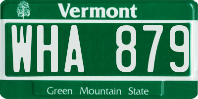 VT license plate WHA879