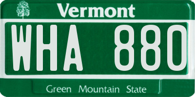 VT license plate WHA880